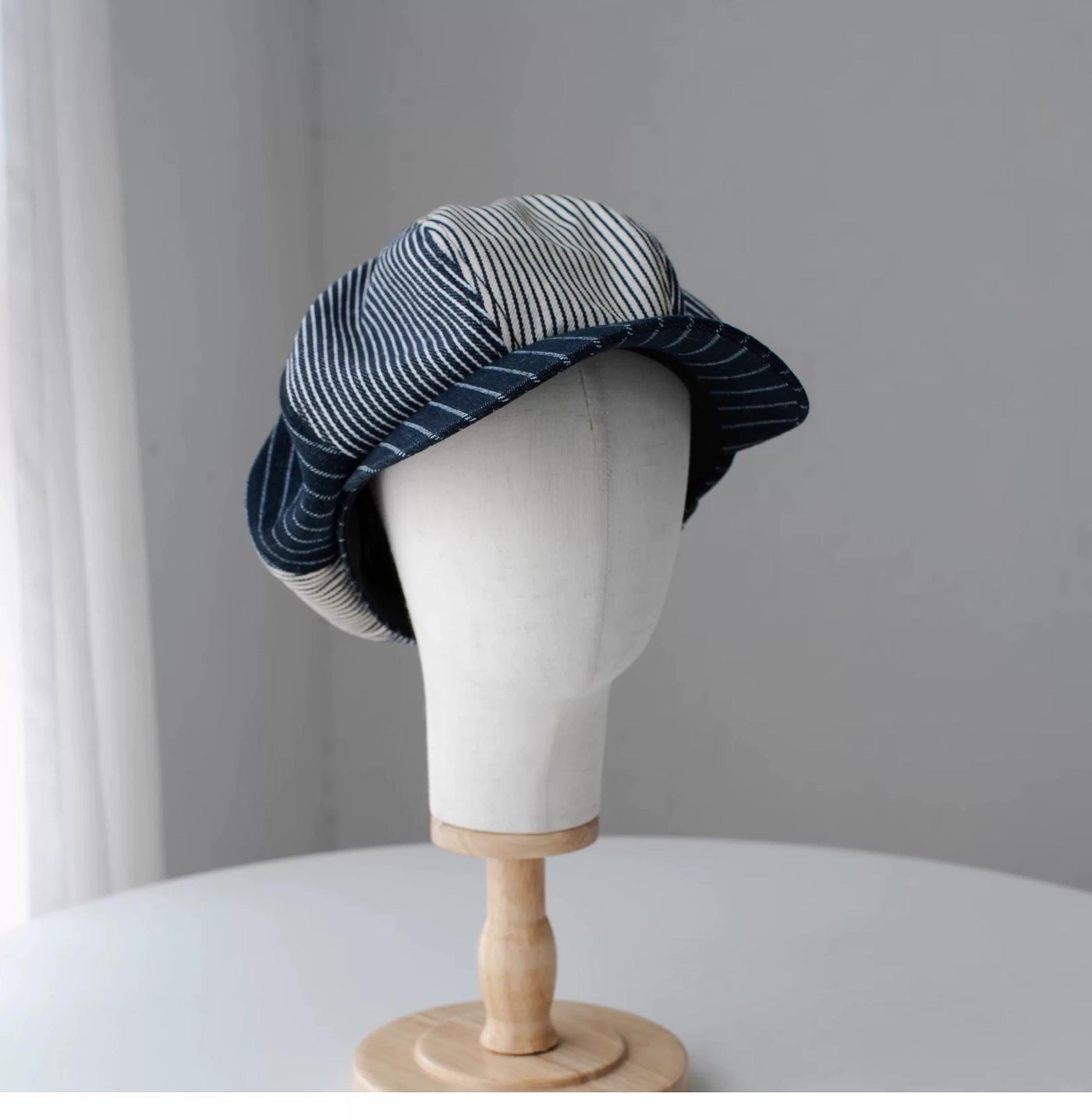 Extra Oversized Linen Newsboy Cap - Front View