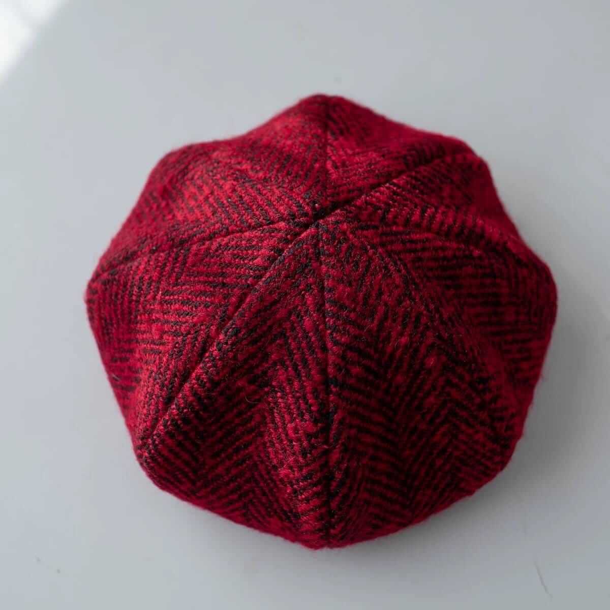 The Red Herringbone Winter Slouchy Wool Beret.