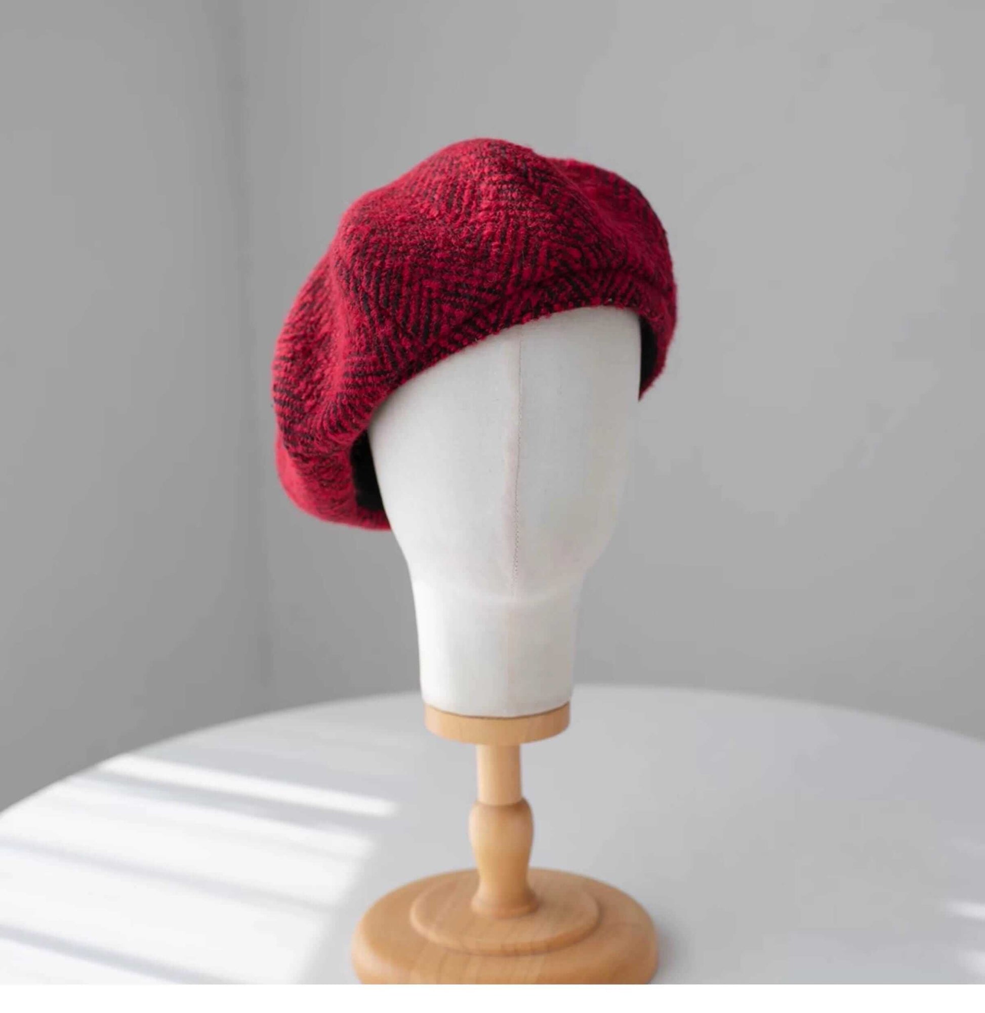 Red knitted beret