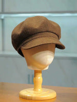 Handmade Wool Newsboy Cap - Vintage Style Baker Boy Hat - Side View