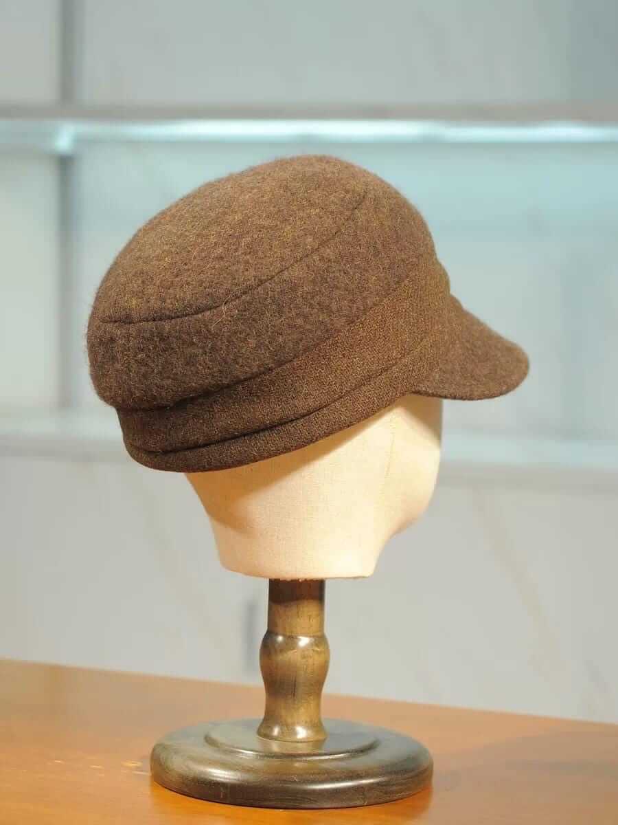 Handmade Wool Newsboy Cap - Vintage Style Baker Boy Hat - Worn View
