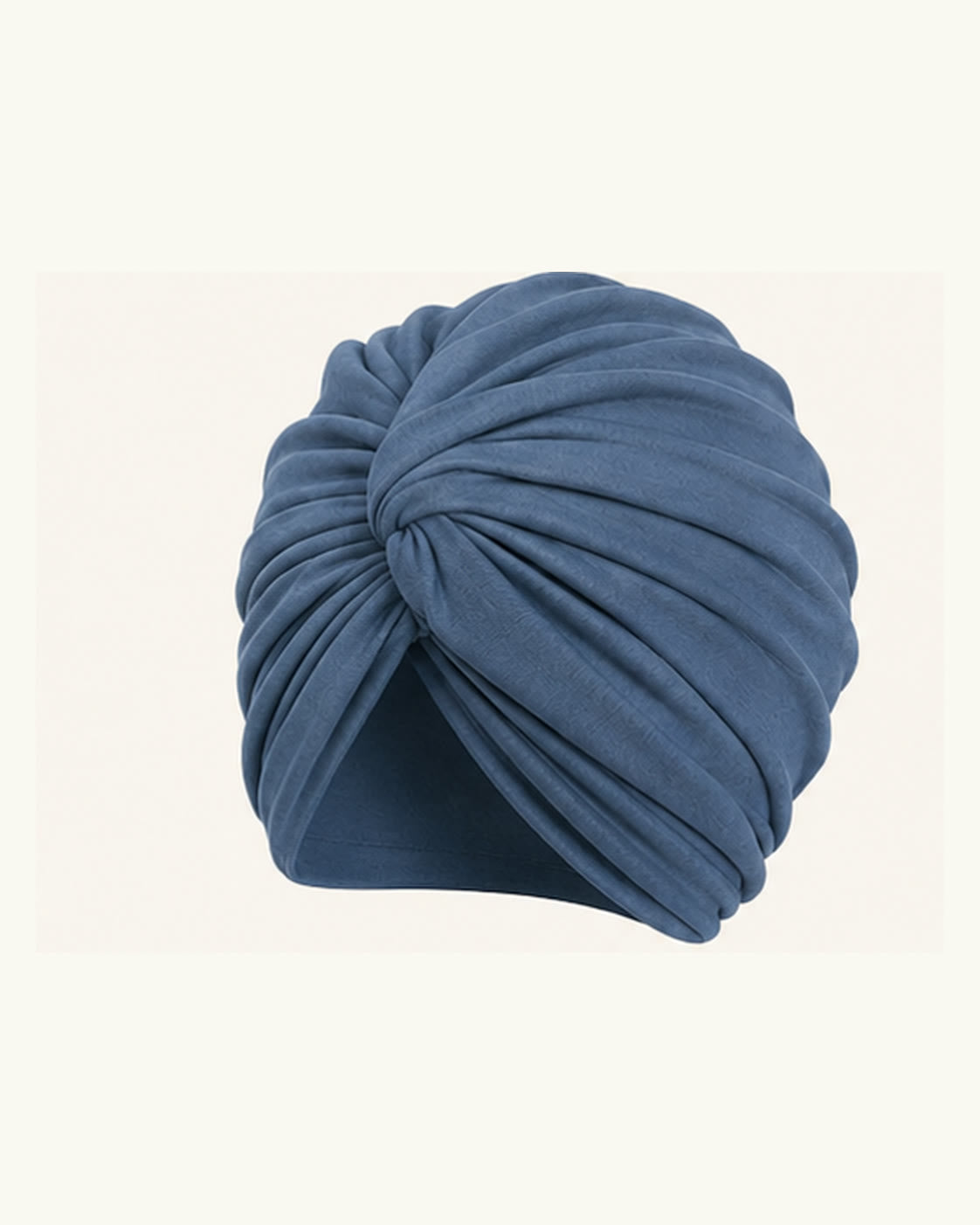 Morandi Blue modal cotton knot turban head wrap on an off-white background