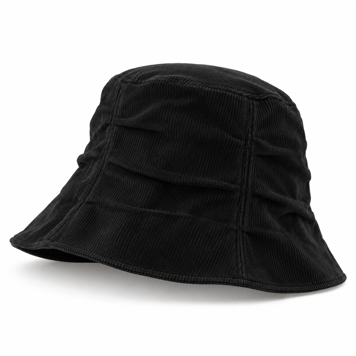 Pleated corduroy bucket hat - black product