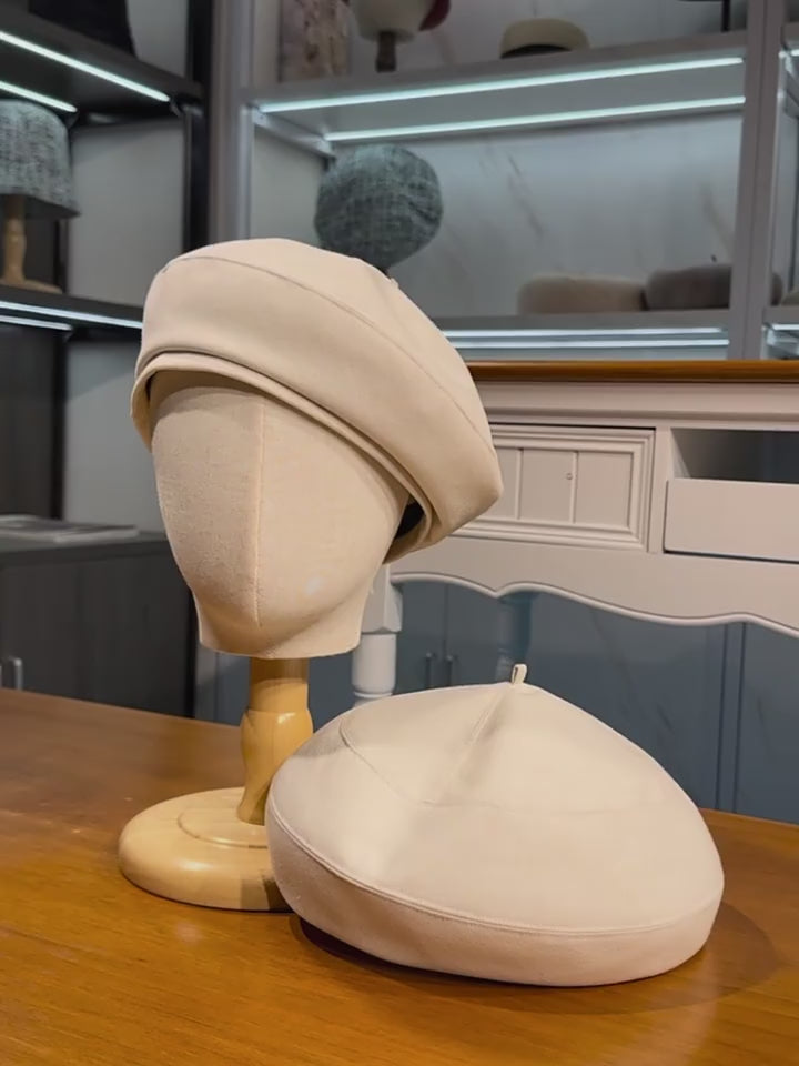 Linen-Cotton Blend French Beret