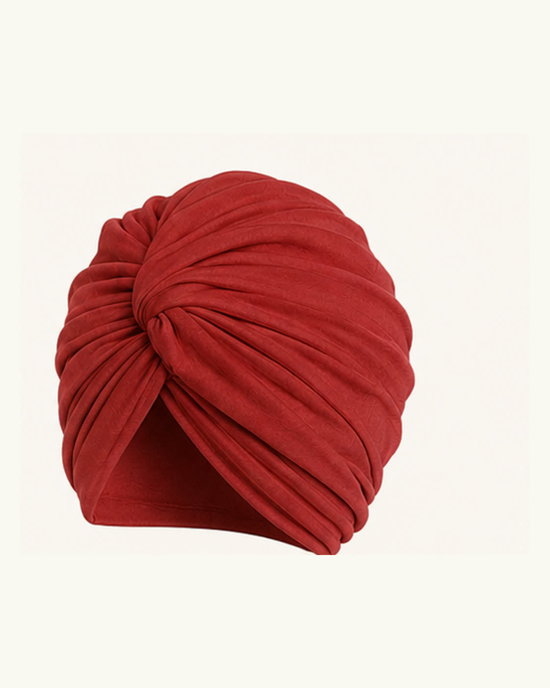 Vintage Red modal cotton knot turban head wrap on an off-white background