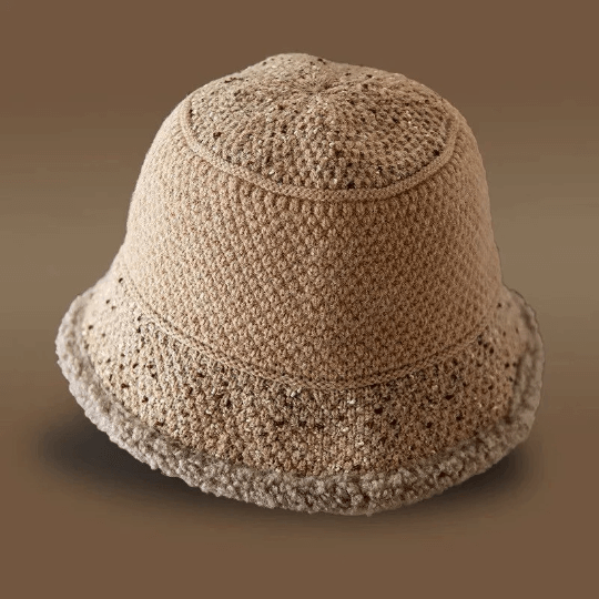 Knitted Bucket Hat for Women with Fleece.