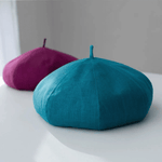 Oversized Linen Beret Hat for Women- Solid Colour.