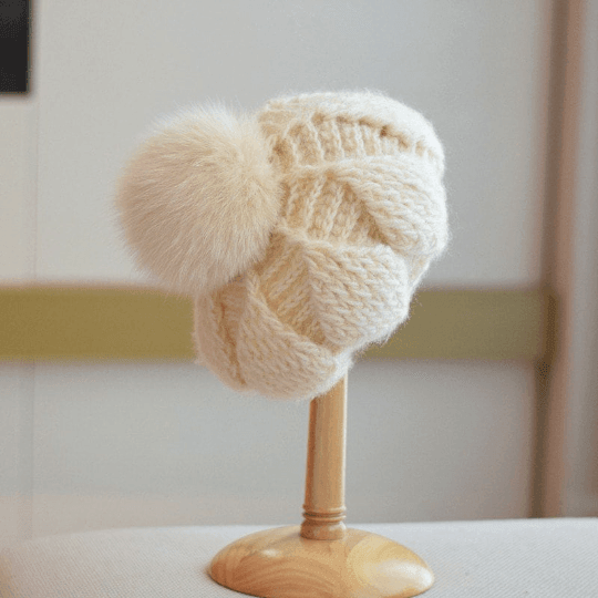 2 Way Knitted Beret hat with Removable Pom Pom