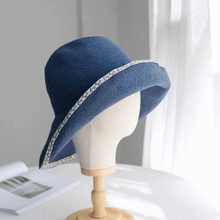 Load image into Gallery viewer, Straw Hat with Embroidered Brim.