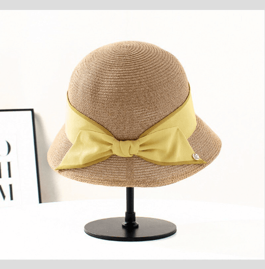 Straw Hat with Bow Tie – Yellow
