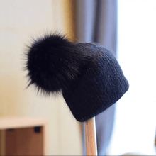 Load image into Gallery viewer, Knitted Beanie hat with Removable Pom Pom for Women.