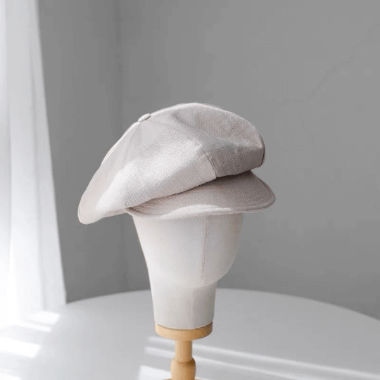 Oversized Linen Newsboy Hat.