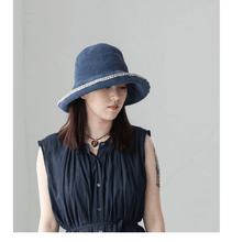 Load image into Gallery viewer, Straw Hat with Embroidered Brim.