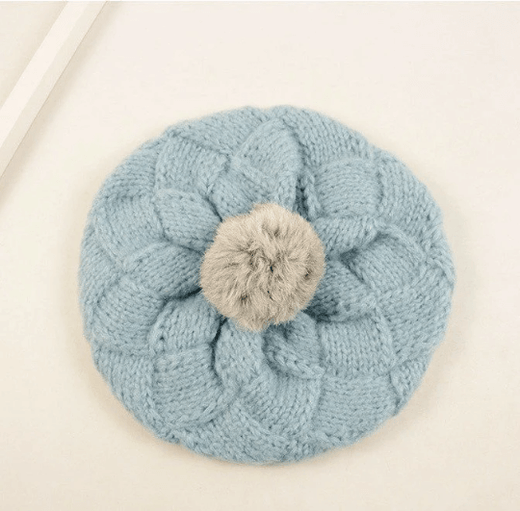 Slouchy Knitted Beret a hat with Pom Pom for Women/ Girl.
