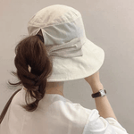 Two Way  Pony Tail Sun Hat with Bow Tie.