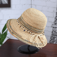 Load image into Gallery viewer, Foldable Raffia Straw Hat for Women.
