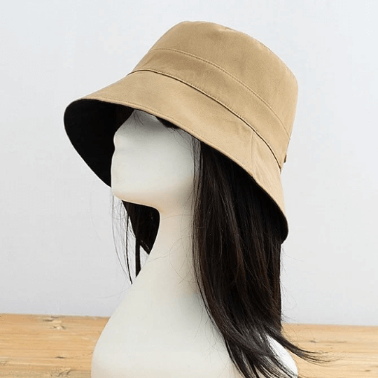 Reversible Two Way Pony Tail Bucket Hat.