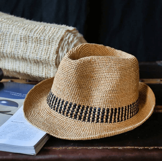 Raffia Straw Panama Hat.
