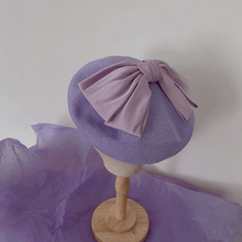 Load image into Gallery viewer, Handmade Solid Colour Beret Hat with Breathable Material with Bow Tie.