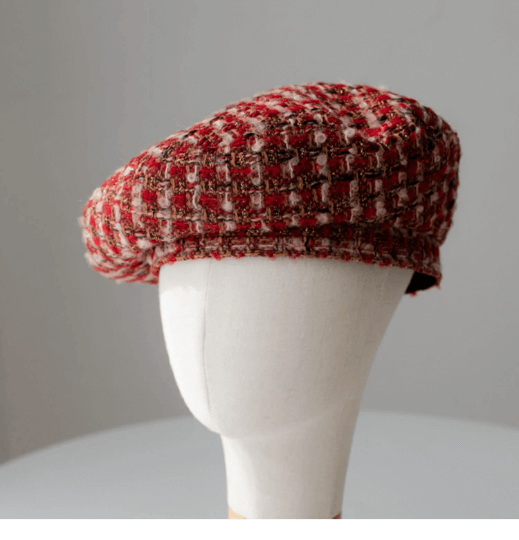 Handmade Tweed Fabric Beret for Women.
