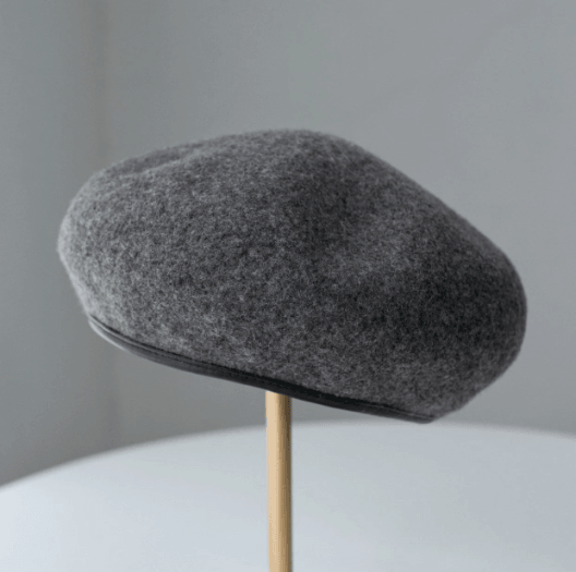 Custom Made 100% Wool Unisex Beret Hat with Leather Band - Mspineapplecrafts