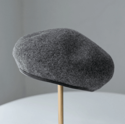 Custom Made 100% Wool Unisex Beret Hat with Leather Band - Mspineapplecrafts