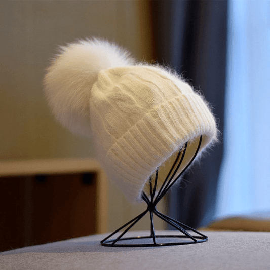 2 Way Knitted Beanie hat with Removable Pom Pom