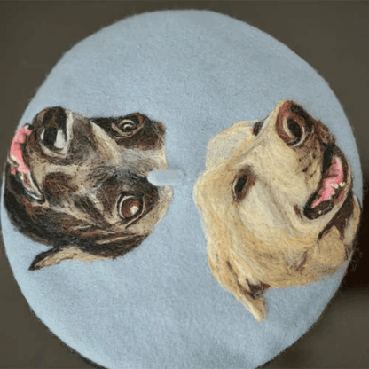 Custom Made Personalized Cat Dog Wool Felted Beret.