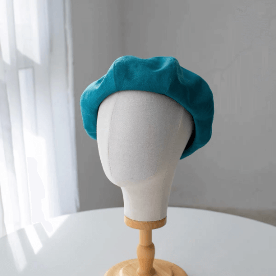 Oversized Linen Beret Hat for Women- Solid Colour.
