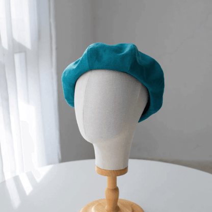 Oversized Linen Beret Hat for Women- Solid Colour.