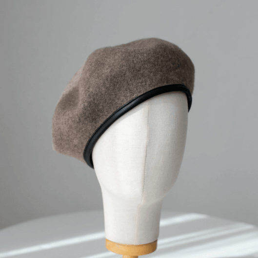 Custom Made 100% Wool Unisex Beret Hat with Leather Band - Mspineapplecrafts