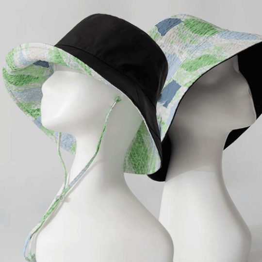 Reversible Wide Brim Summer Bucket Hat for Women.