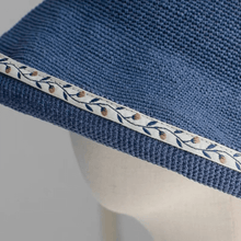 Load image into Gallery viewer, Straw Hat with Embroidered Brim.