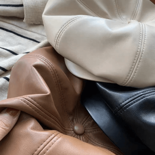 Oversized Leather Newsboy Hat.