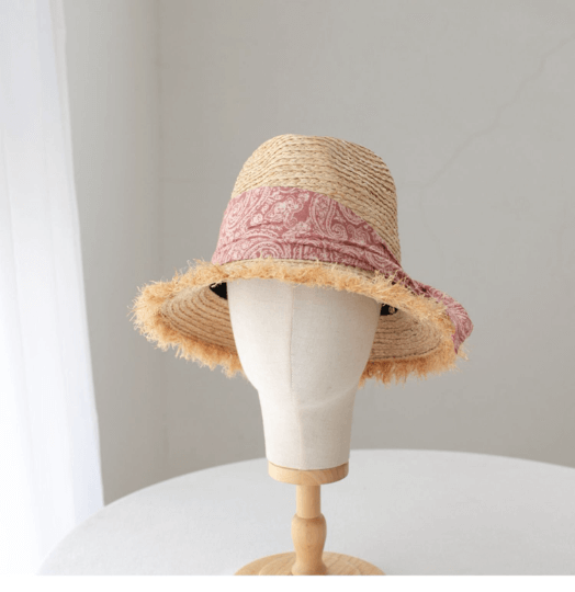 Raffia Panama Fedora Hat – Pink