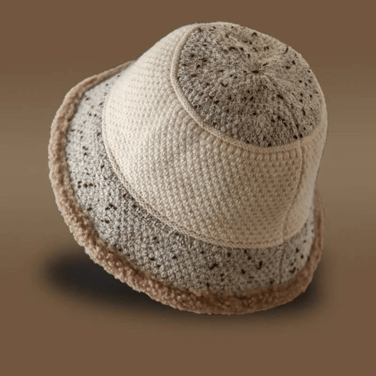Knitted Bucket Hat for Women with Fleece.