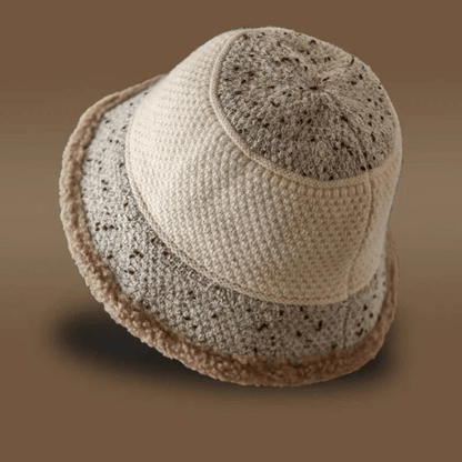 Knitted Bucket Hat for Women with Fleece.