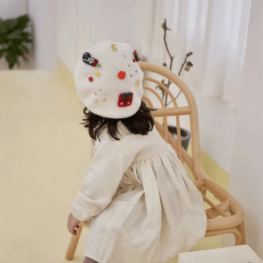 White Christmas Berets Hat for Women and Kid.