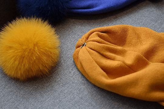 Knitted Beanie hat with Removable Pom Pom for Women.
