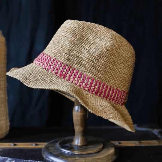 Raffia Straw Panama Hat.