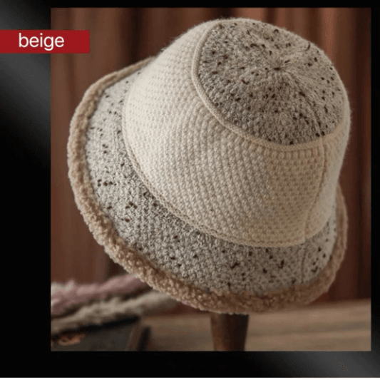 Knitted Bucket Hat for Women with Fleece.