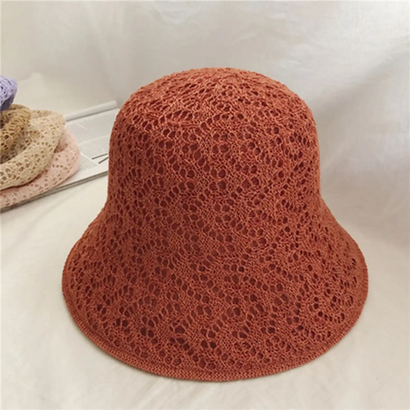 Reversible  Linen Foldable Bucket Hat – Brick