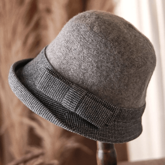 Soft Wool Fedora Hat for Women, Elegant Bow Bucket Cap, Cozy Winter Accessory Women main image 3