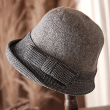 Load image into Gallery viewer, Wool Cloche Hat, Winter Hat for Women, Wool Bucket Hat for Women, Fall/Winter Hat for Girl, Elegant Hat for Women, Gift for her.