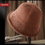 Knitted Bucket Hat for Women with Fleece.
