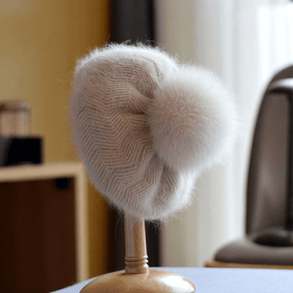2 Way Knitted beret hat with Removable Pom Pom - Mspineapplecrafts