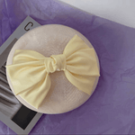 Handmade Solid Colour Beret Hat with Breathable Material with Bow Tie.