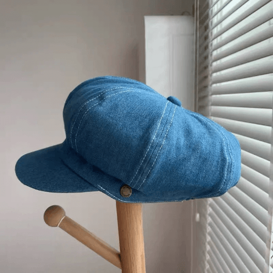 Denim Newsboy Cap for Women.
