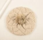 Slouchy Knitted Beret a hat with Pom Pom for Women/ Girl.