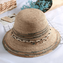 Load image into Gallery viewer, Foldable Raffia Straw Hat for Women.